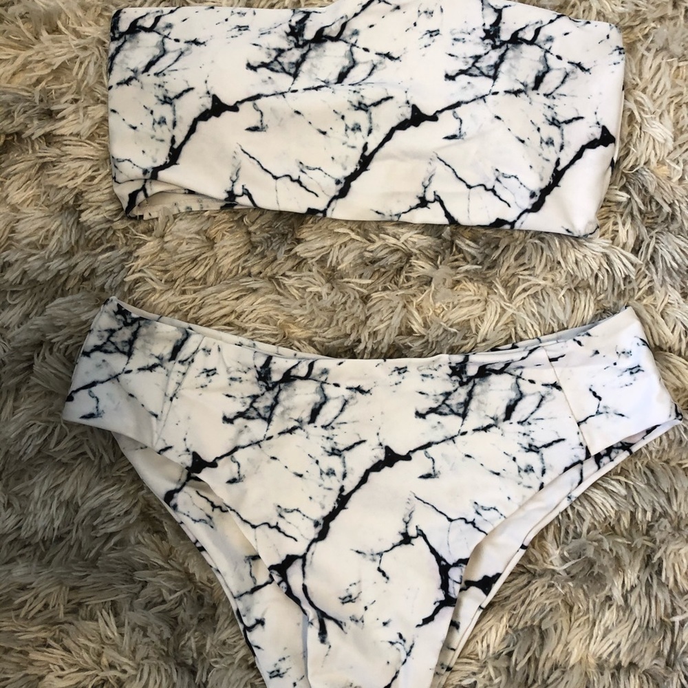 Marble print swim suit